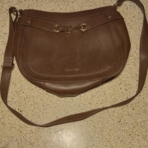 Calvin Klein Womens Brown Crossbody Bag